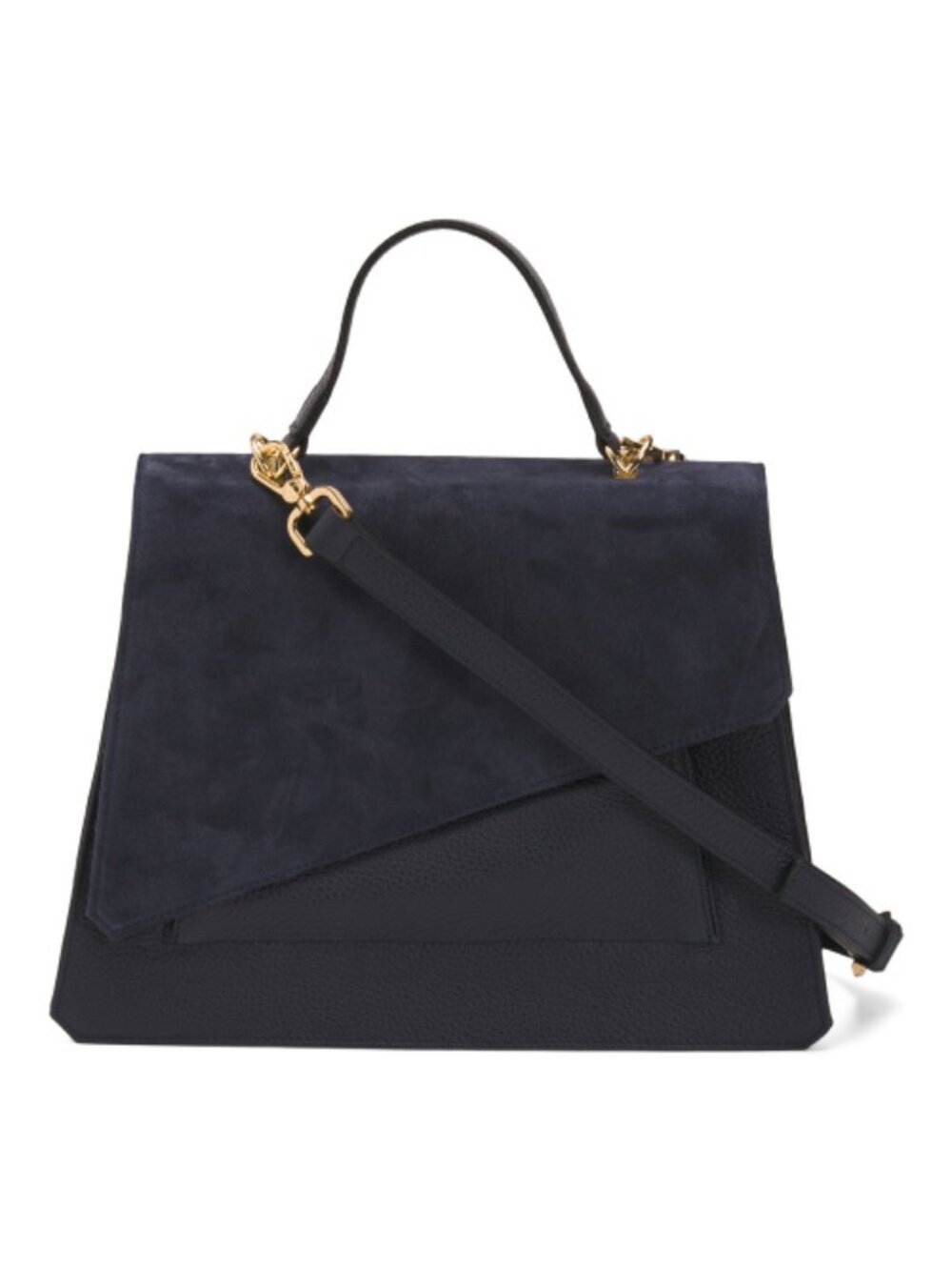 ARCADIA Made In Italy Suede Asymmetrical Flap Satchel